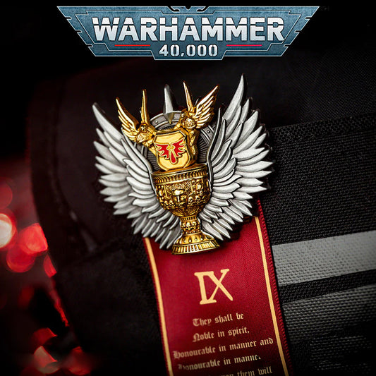 Crimson Legion Divine Seal Pin - Gothic Heroic Badge with Celestial Wings
