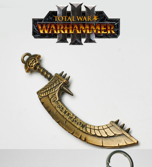 Fantasy Scimitar Pendant & Keychain | Inspired by Nehekhara Style | Game-Inspired Accessory for Fans