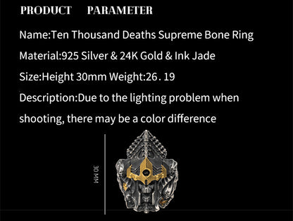 Supreme Bone Ring of Endless Death | Dark Fantasy Silver Ring | Gothic Jewelry for Undead Fans
