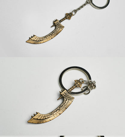 Fantasy Scimitar Pendant & Keychain | Inspired by Nehekhara Style | Game-Inspired Accessory for Fans
