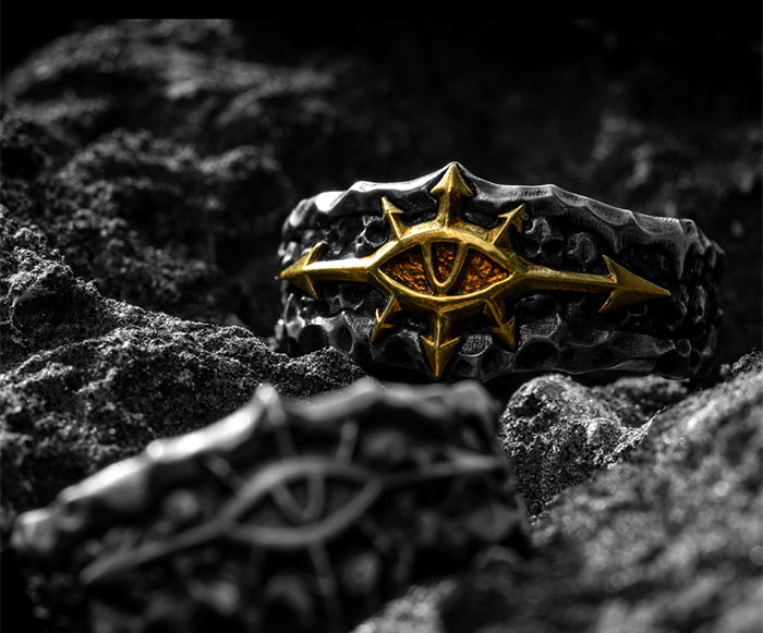 Gothic Villain Signet Ring | Dark Crusade Emblem | Obsidian Silver Jewelry | Dark Fantasy Collectible