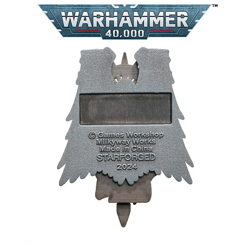 Gothic Warrior Inspired Brooch – Seal Emblem Pin | Grim Sci-Fi Badge Accessory