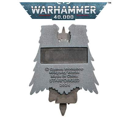 Gothic Warrior Inspired Brooch – Seal Emblem Pin | Grim Sci-Fi Badge Accessory