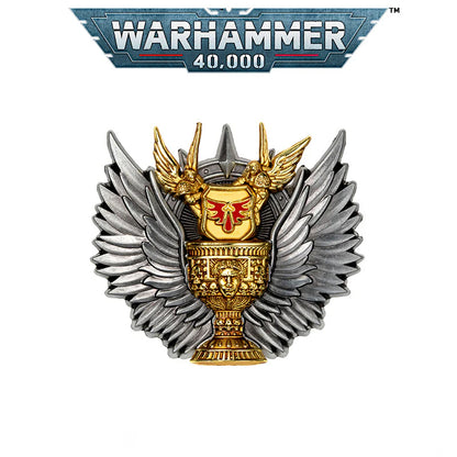 Crimson Legion Divine Seal Pin - Gothic Heroic Badge with Celestial Wings