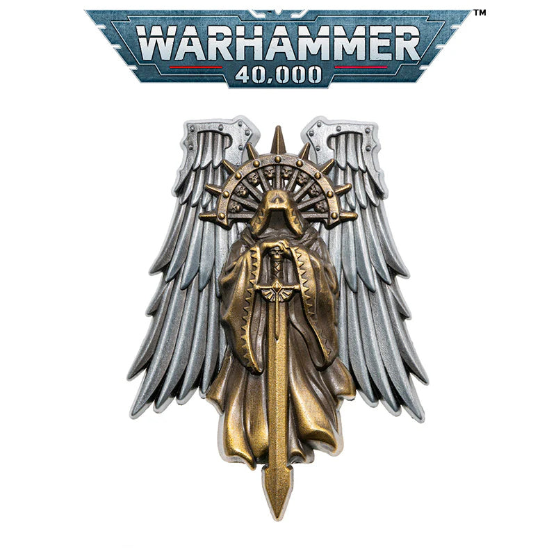 Gothic Warrior Inspired Brooch – Seal Emblem Pin | Grim Sci-Fi Badge Accessory