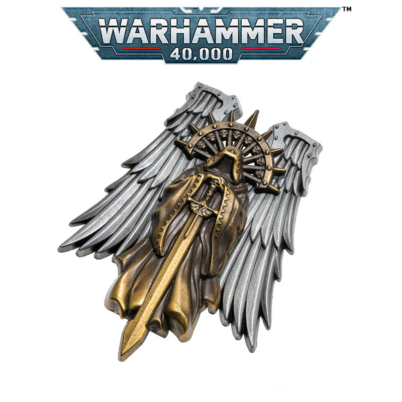 Gothic Warrior Inspired Brooch – Seal Emblem Pin | Grim Sci-Fi Badge Accessory