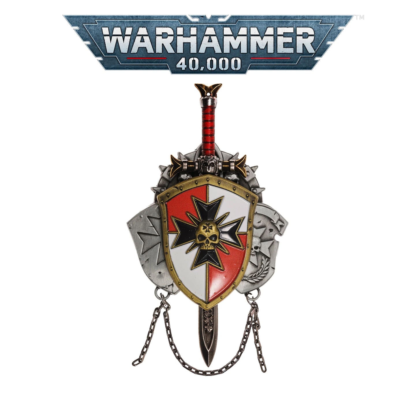 Black Templar Inspired Crusade Shield Brooch – Sword Brethren Warhammer Fan Badge | Starforged Gift Pin