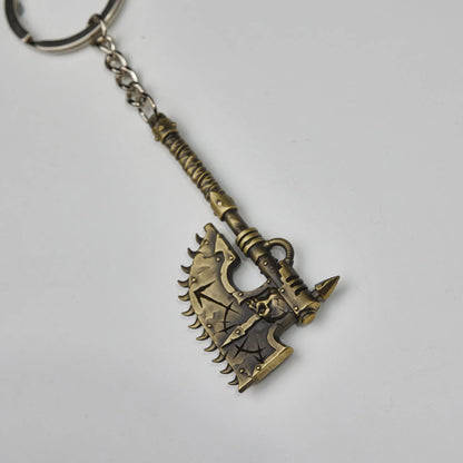 Chainaxe Keychain – Chaos Space Marine Cosplay Prop | Warhammer Inspired Fan Gift by Starforged