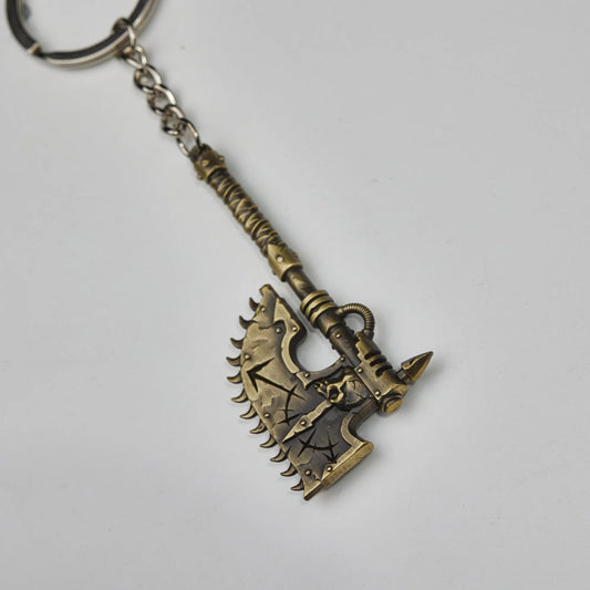 Chainaxe Keychain – Chaos Space Marine Cosplay Prop | Warhammer Inspired Fan Gift by Starforged