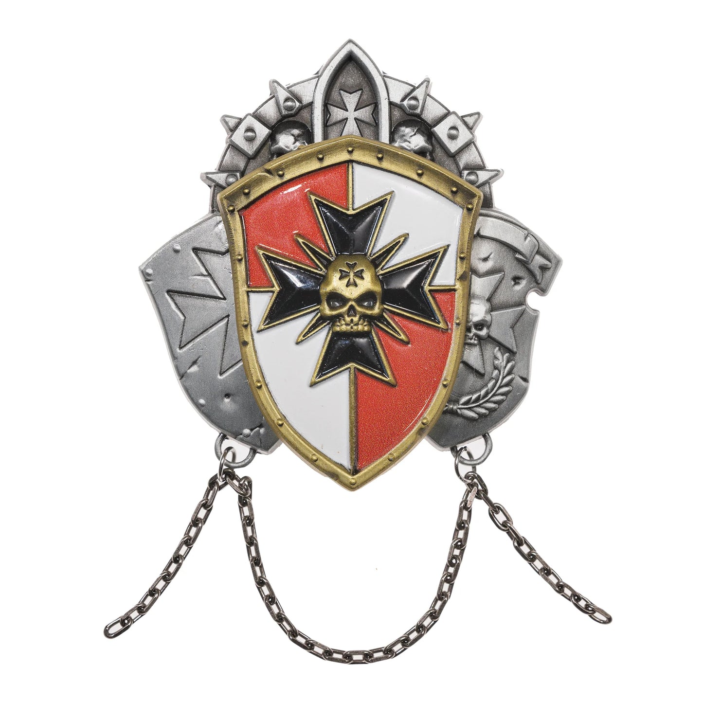 Black Templar Inspired Crusade Shield Brooch – Sword Brethren Warhammer Fan Badge | Starforged Gift Pin