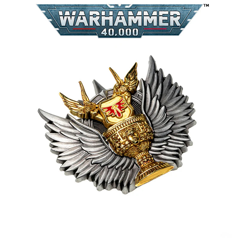 Crimson Legion Divine Seal Pin - Gothic Heroic Badge with Celestial Wings