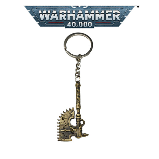 Chainaxe Keychain – Chaos Space Marine Cosplay Prop | Warhammer Inspired Fan Gift by Starforged
