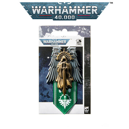 Gothic Warrior Inspired Brooch – Seal Emblem Pin | Grim Sci-Fi Badge Accessory