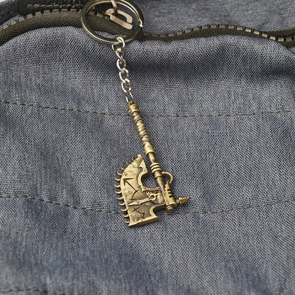 Chainaxe Keychain – Chaos Space Marine Cosplay Prop | Warhammer Inspired Fan Gift by Starforged