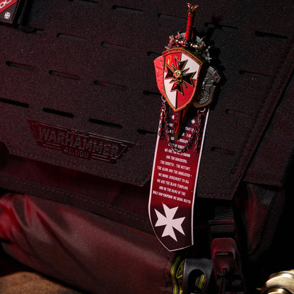 Black Templar Inspired Crusade Shield Brooch – Sword Brethren Warhammer Fan Badge | Starforged Gift Pin