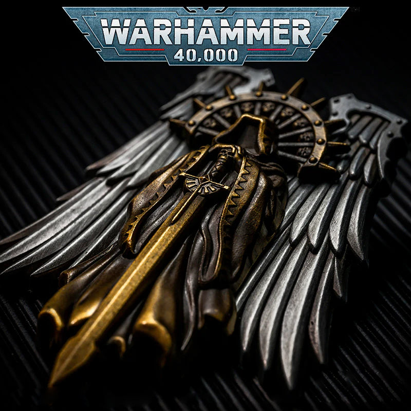 Gothic Warrior Inspired Brooch – Seal Emblem Pin | Grim Sci-Fi Badge Accessory
