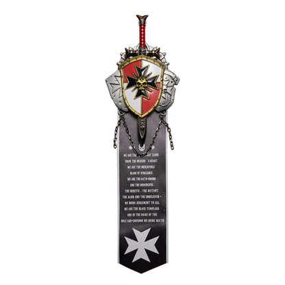 Black Templar Inspired Crusade Shield Brooch – Sword Brethren Warhammer Fan Badge | Starforged Gift Pin
