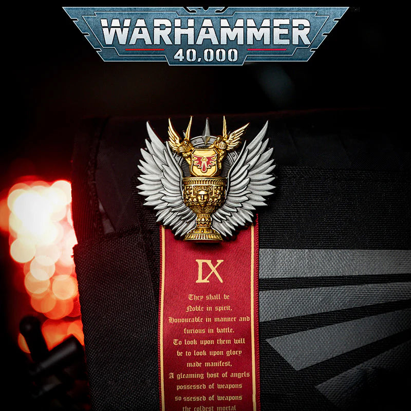 Crimson Legion Divine Seal Pin - Gothic Heroic Badge with Celestial Wings