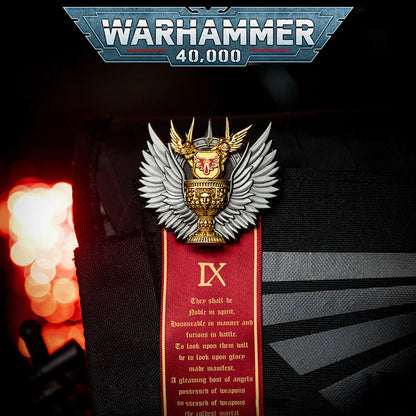 Crimson Legion Divine Seal Pin - Gothic Heroic Badge with Celestial Wings