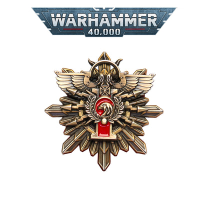 Golden Gothic Brooch | Solar Guardians Emblem | Handmade Sci-Fi Collectible Pin | Vintage Metal Badge