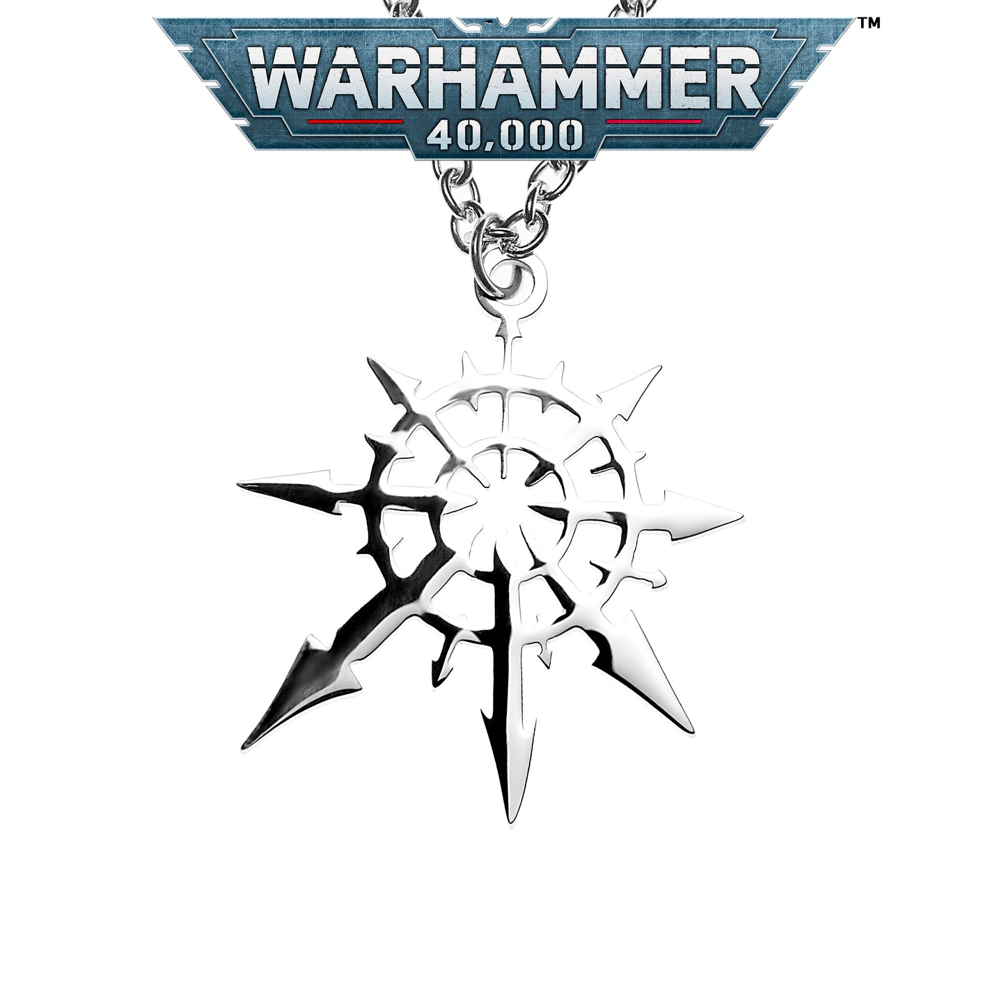 Mark of Chaos Undivided Pendant | Warhammer 40K Inspired | Titanium Steel Necklace | Dark Sci-fi Fashion Jewelry