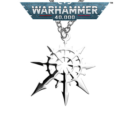 Mark of Chaos Undivided Pendant | Warhammer 40K Inspired | Titanium Steel Necklace | Dark Sci-fi Fashion Jewelry