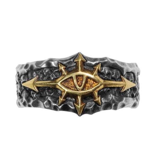 Gothic Villain Signet Ring | Dark Crusade Emblem | Obsidian Silver Jewelry | Dark Fantasy Collectible