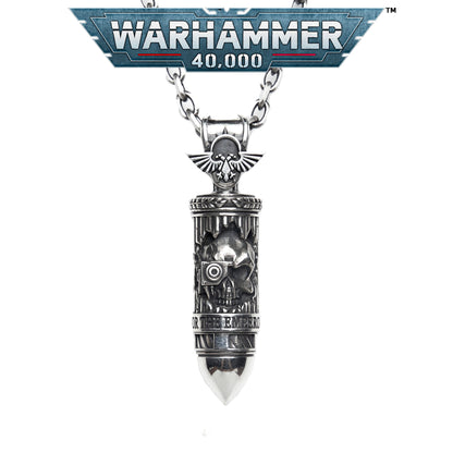 Sterling Silver Bullet Pendant | Sci-Fi Tactical Ammo Necklace | Grimdark Fan Jewelry Gift