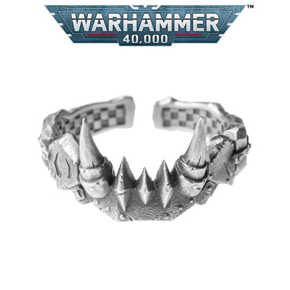 Warhammer 40K Ork Ring - 925 Silver Sculpted Hair & Dreadlocks | Ork Boyz Greenskin Statement Jewelry | Handmade 40K Gamer Ring | WH40K Gift