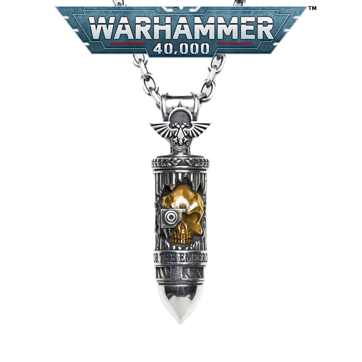Sterling Silver Bullet Pendant | Sci-Fi Tactical Ammo Necklace | Grimdark Fan Jewelry Gift