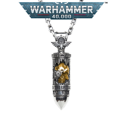 Sterling Silver Bullet Pendant | Sci-Fi Tactical Ammo Necklace | Grimdark Fan Jewelry Gift
