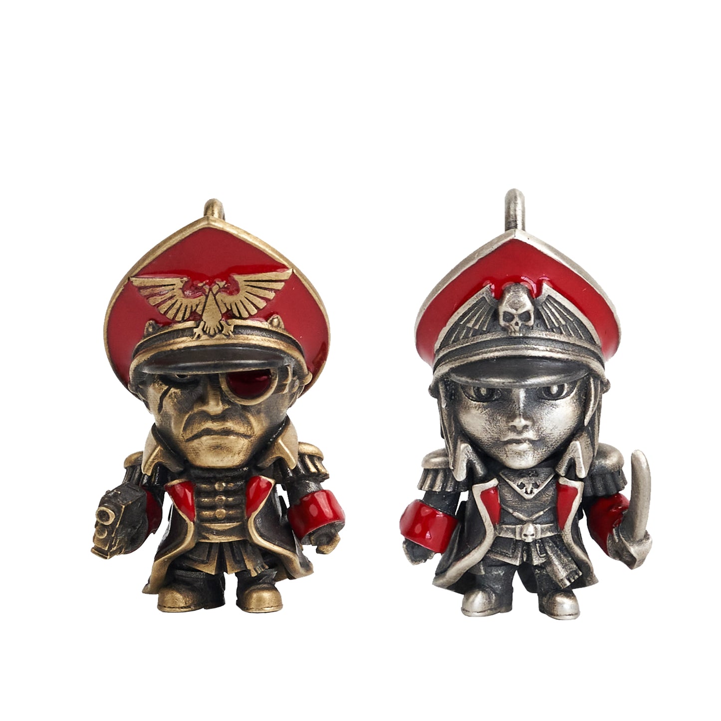Commissar-Inspired Couple Necklace – Warhammer Fan Gift Pendant Set | Grimdark Jewelry by Starforged
